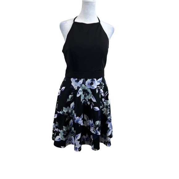 Speechless Dress Women 11‎ Black Halter Floral - Picture 1 of 14
